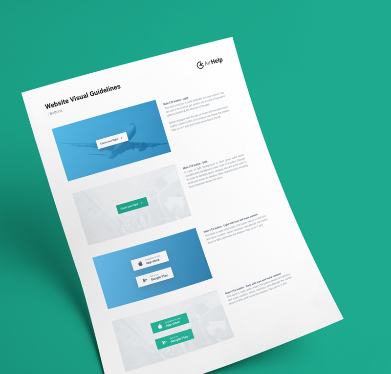 AirHelp website design guidelines